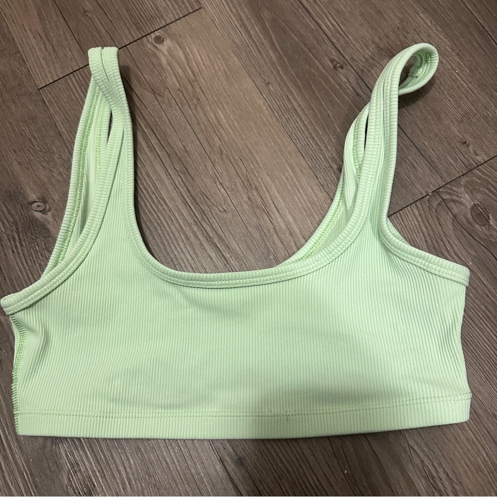 Aritzia TNA lime green ribbed bralette